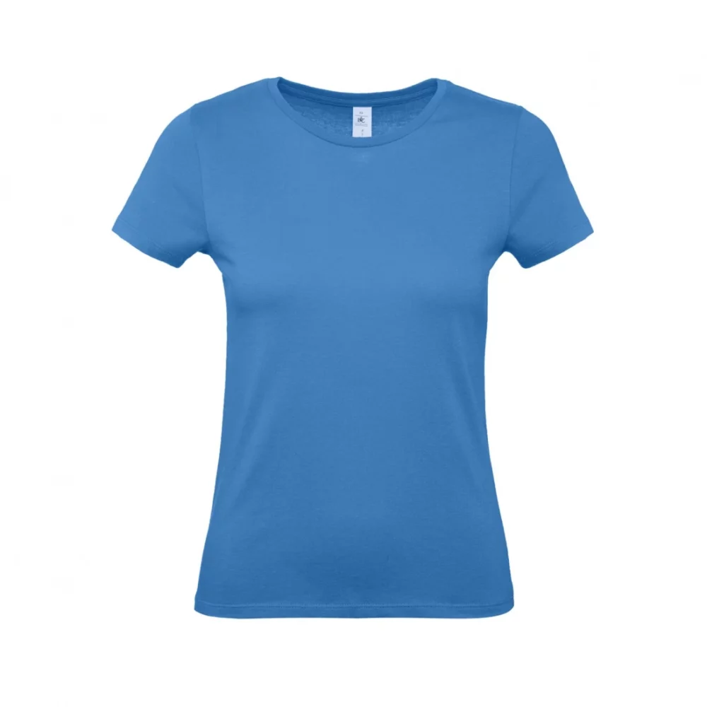 T-shirt coton femme E150 coloris Azure, à plat vue de face
