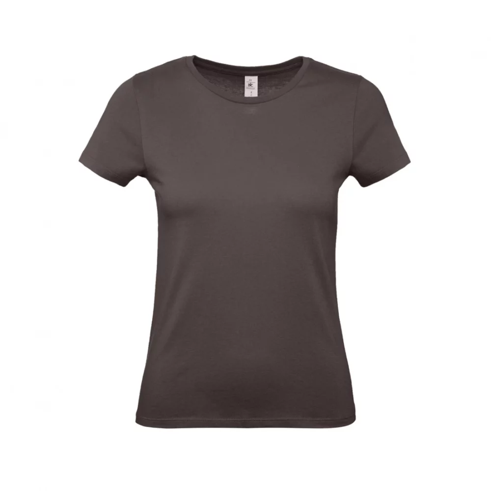 T-shirt coton femme E150 coloris Bear Brown, à plat vue de face