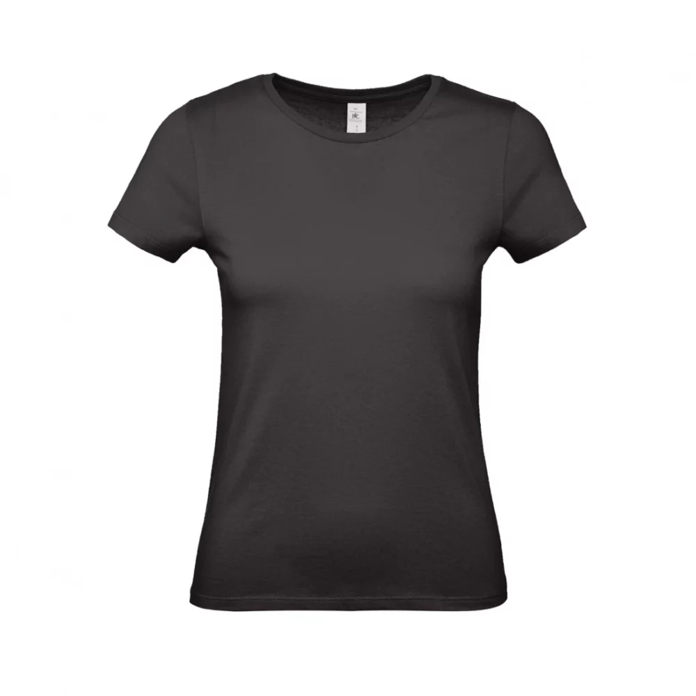 T-shirt coton femme E150 coloris Black, à plat vue de face