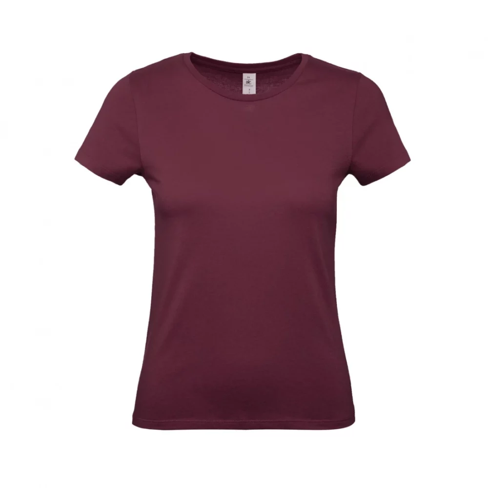T-shirt coton femme E150 coloris Burgundy, à plat vue de face