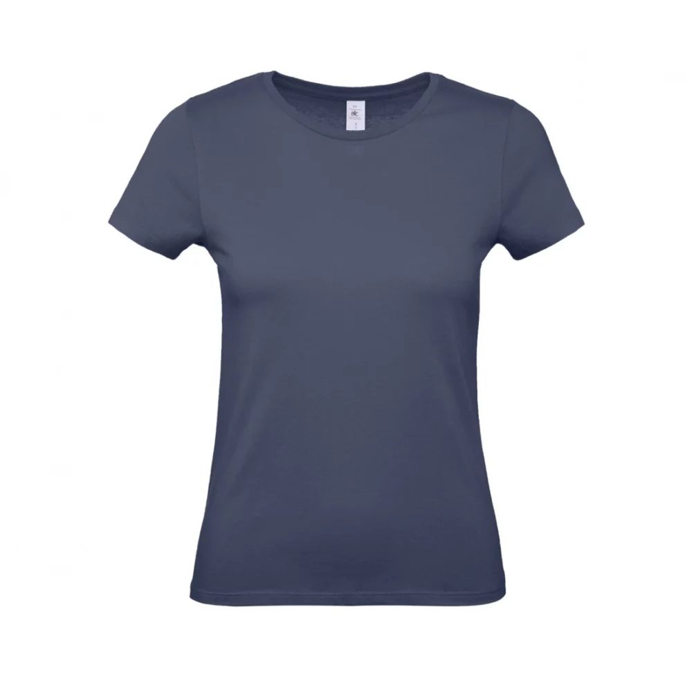 T-shirt coton femme E150 coloris Denim, à plat vue de face