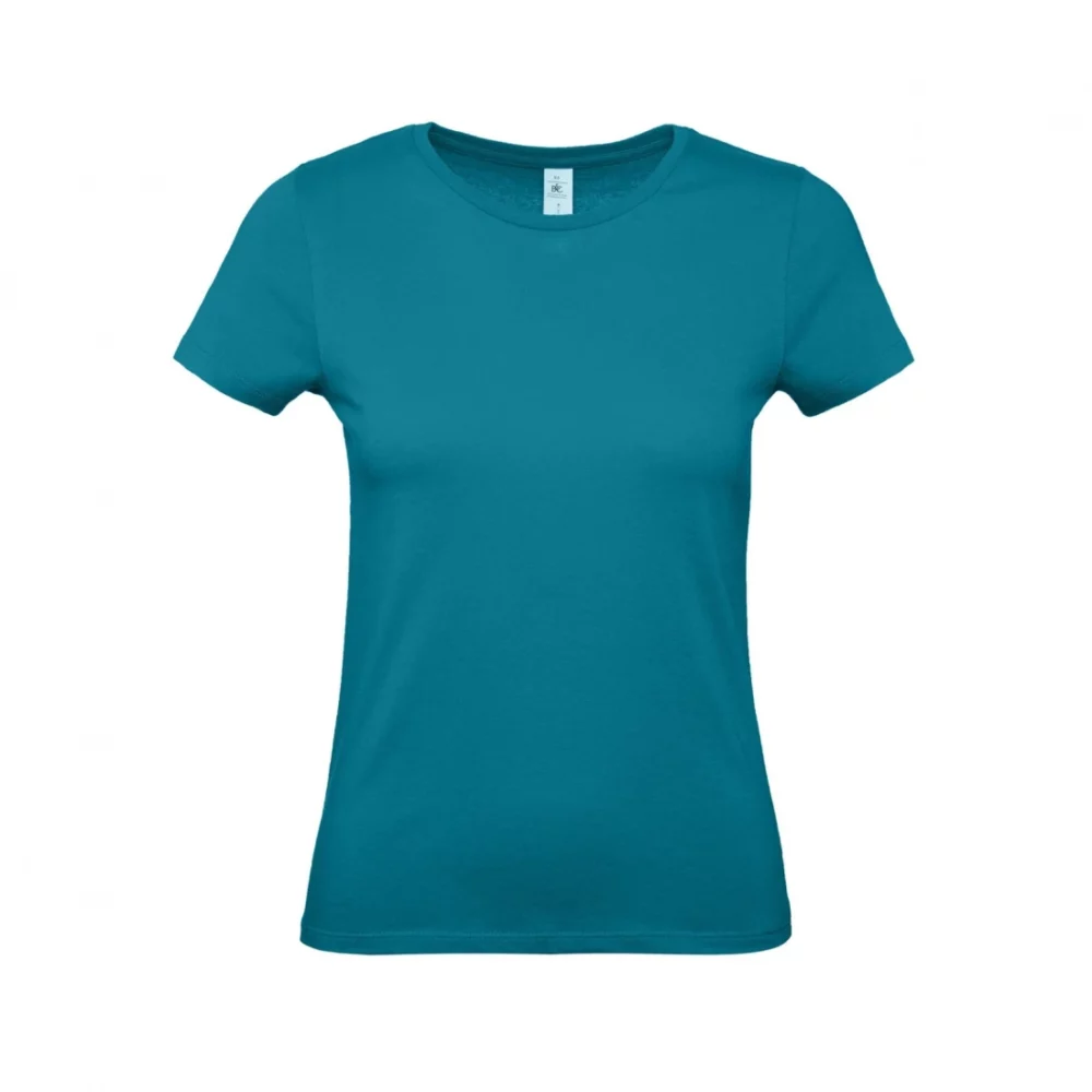 T-shirt coton femme E150 coloris Diva Blue, à plat vue de face