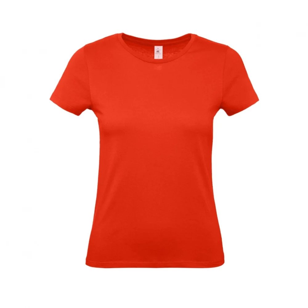 T-shirt coton femme E150 coloris Fire Red, à plat vue de face
