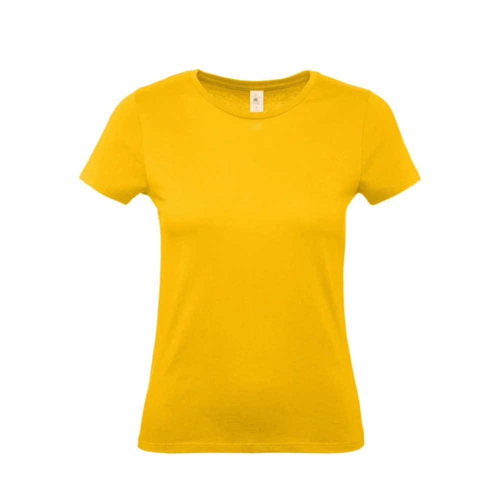 T-shirt coton femme E150 coloris Gold, à plat vue de face