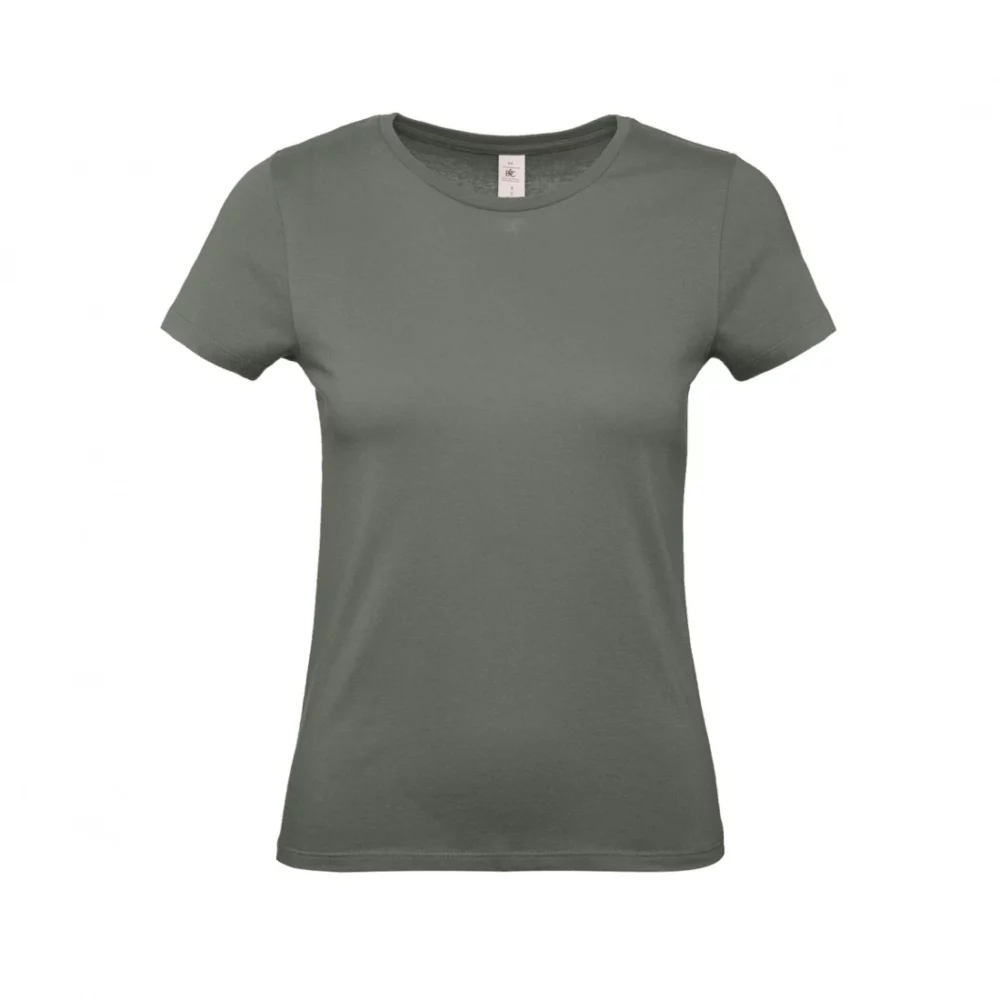 T-shirt coton femme E150 coloris Millennial Khaki, à plat vue de face