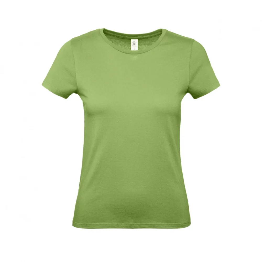 T-shirt coton femme E150 coloris Pistachio, à plat vue de face