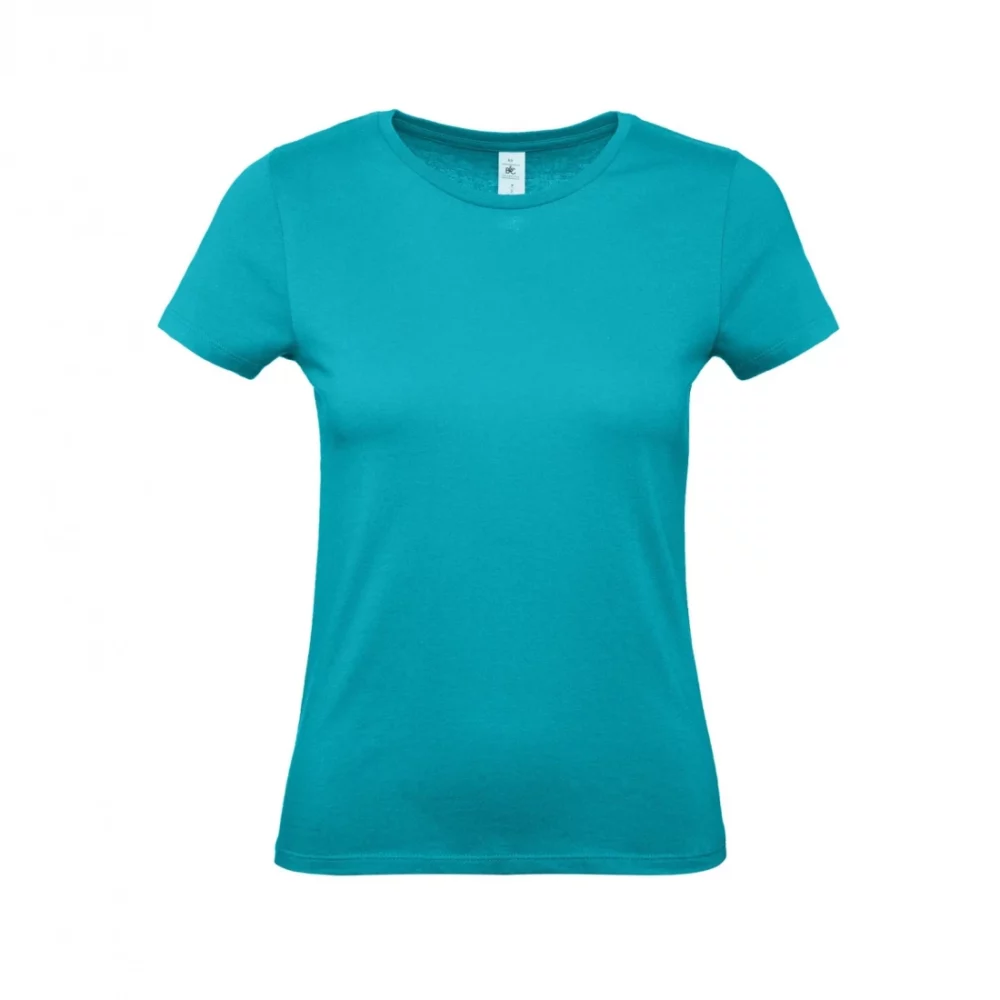 T-shirt coton femme E150 coloris Real Turquoise, à plat vue de face