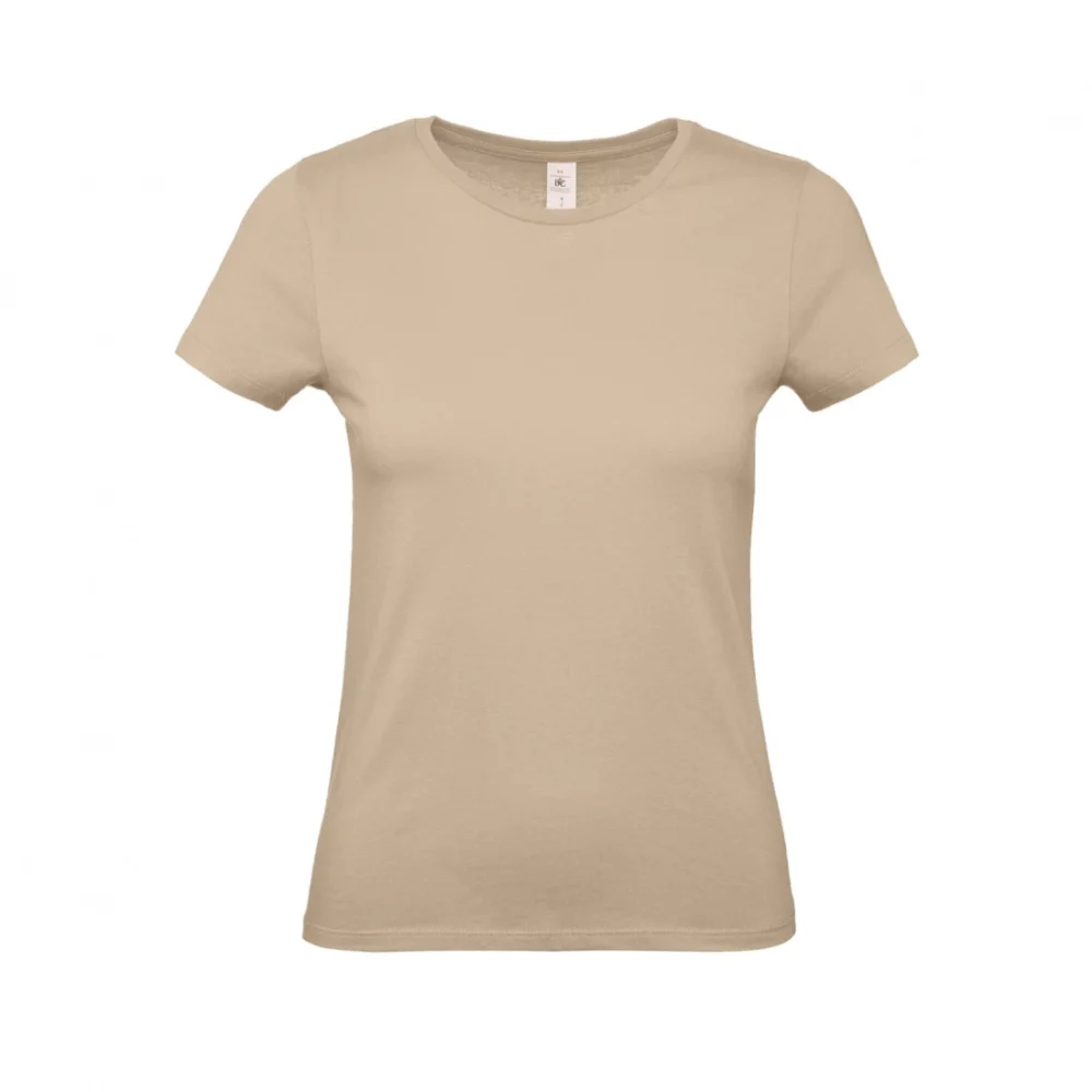 T-shirt coton femme E150 coloris Sand, à plat vue de face