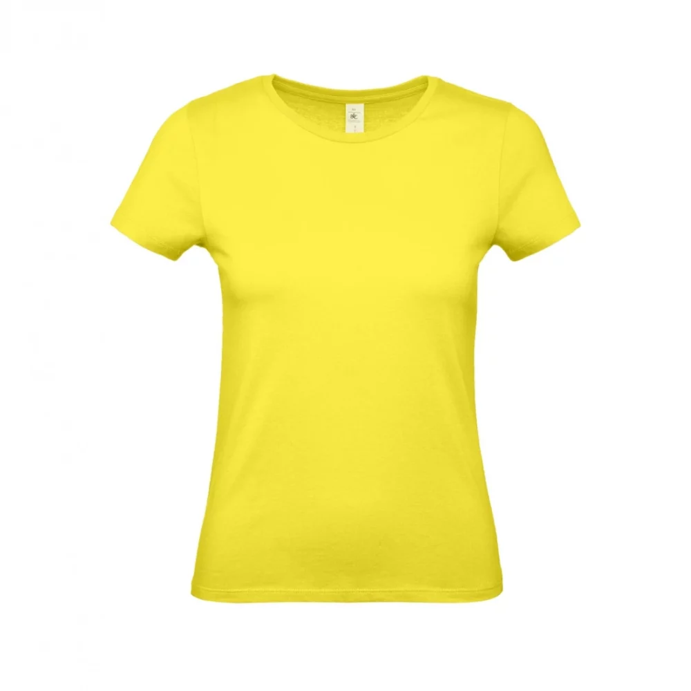 T-shirt coton femme E150 coloris Solar Yellow, à plat vue de face