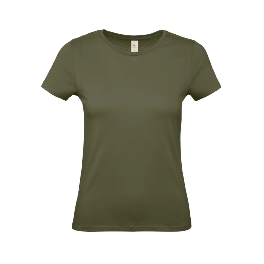 T-shirt coton femme E150 coloris Urban Khaki, à plat vue de face