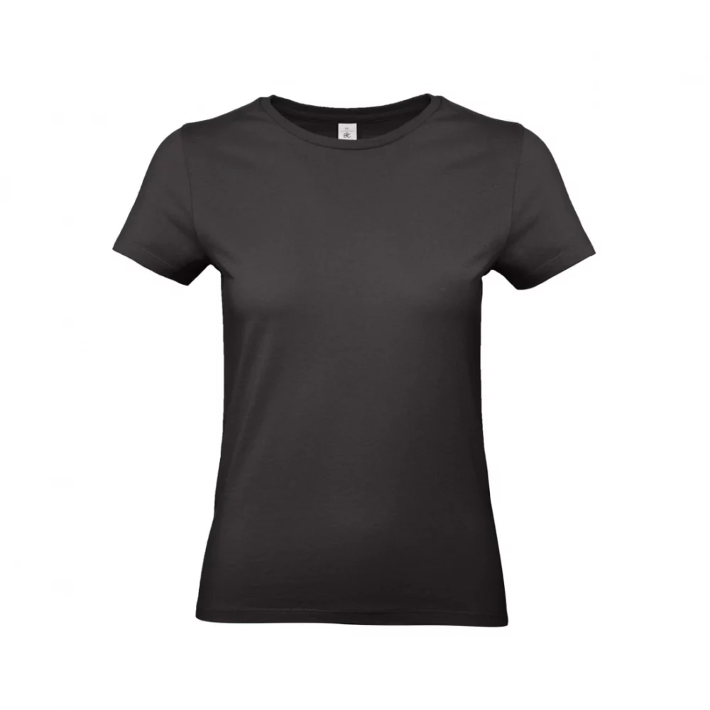 T-shirt coton épais femme E190 coloris Black, à plat vue de face