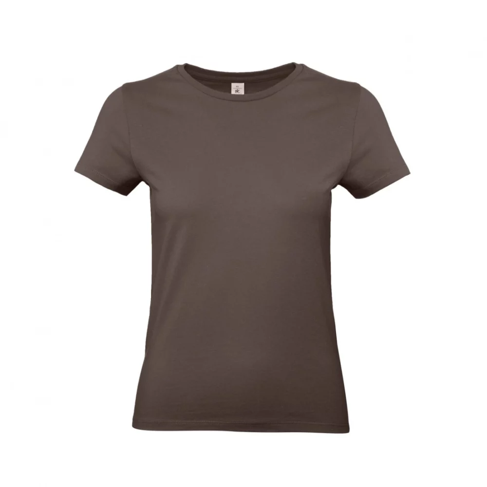 T-shirt coton épais femme E190 coloris Brown, à plat vue de face