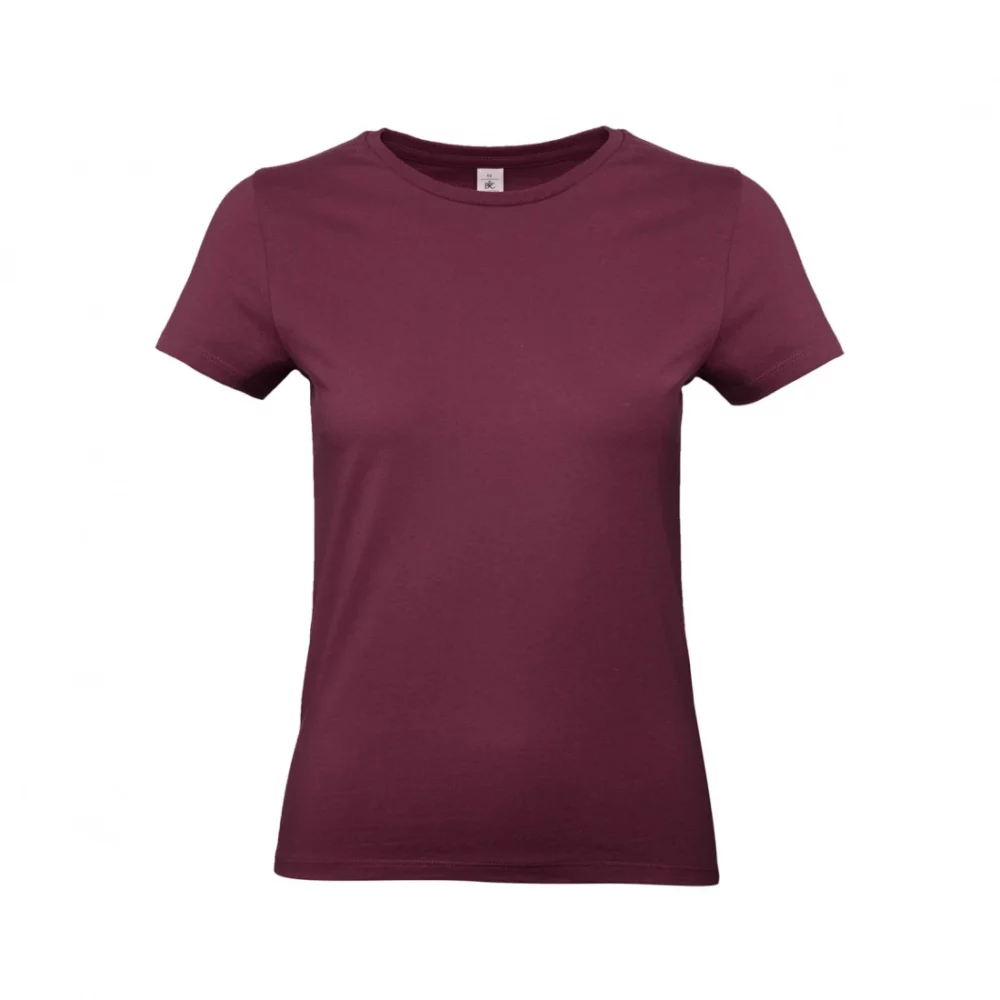 T-shirt coton épais femme E190 coloris Burgundy, à plat vue de face