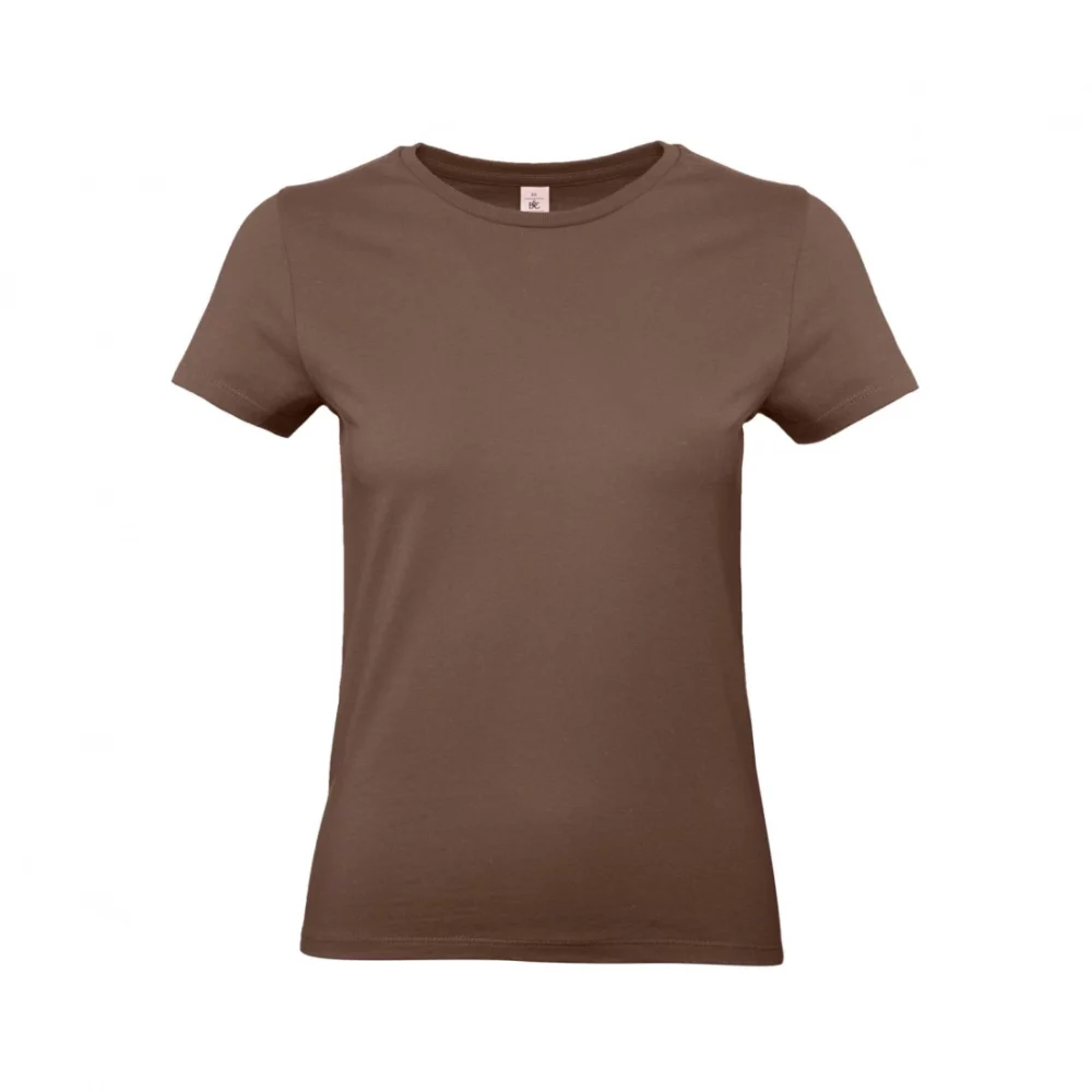 T-shirt coton épais femme E190 coloris Chocolate, à plat vue de face