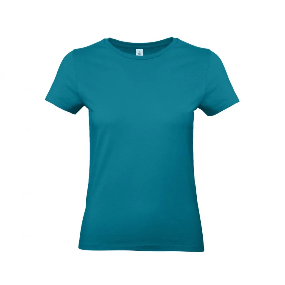 T-shirt coton épais femme E190 coloris Diva Blue, à plat vue de face
