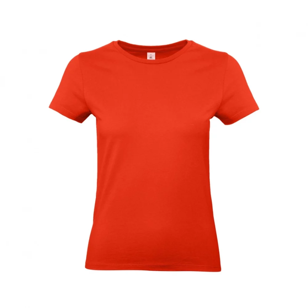 T-shirt coton épais femme E190 coloris Fire Red, à plat vue de face