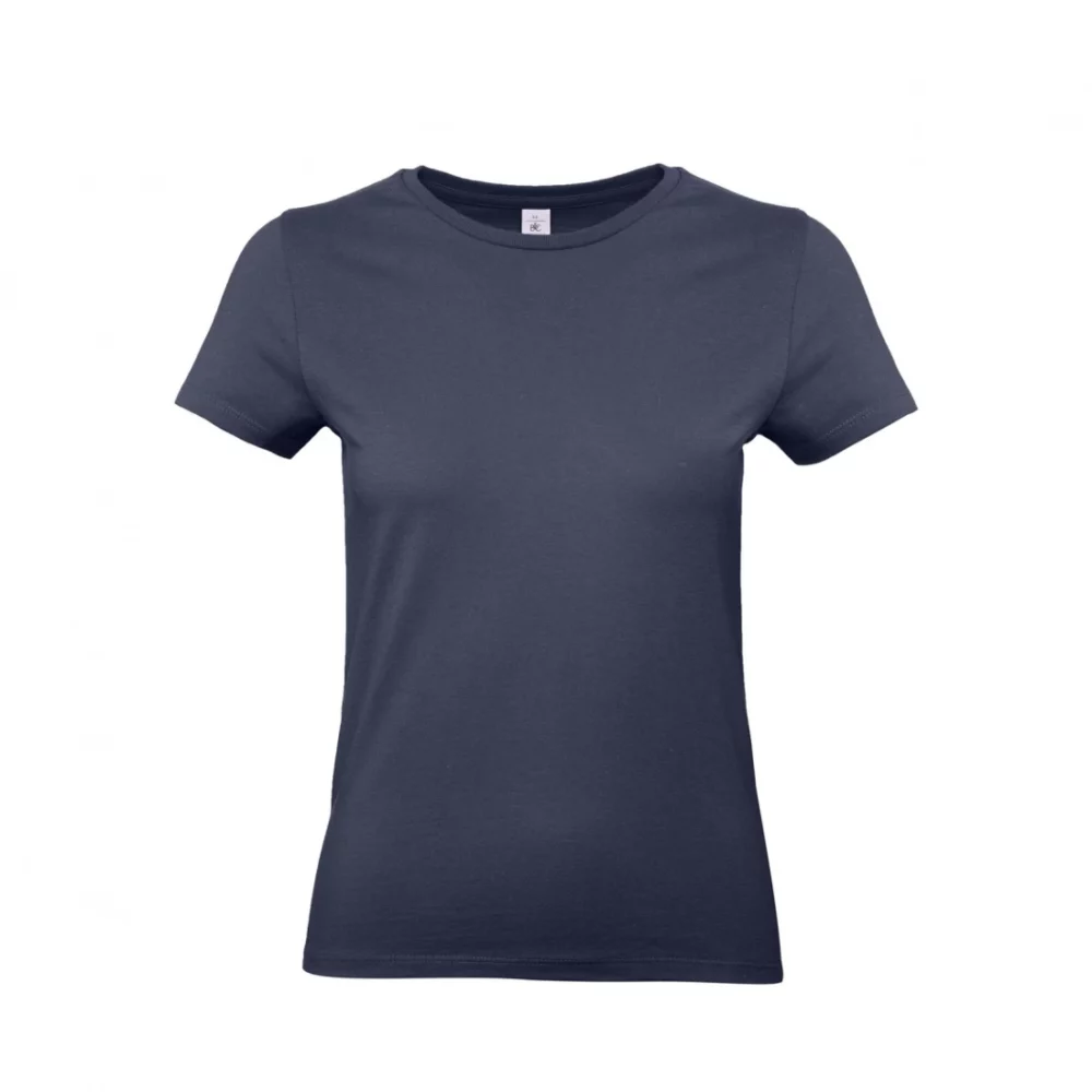 T-shirt coton épais femme E190 coloris Navy Blue, à plat vue de face