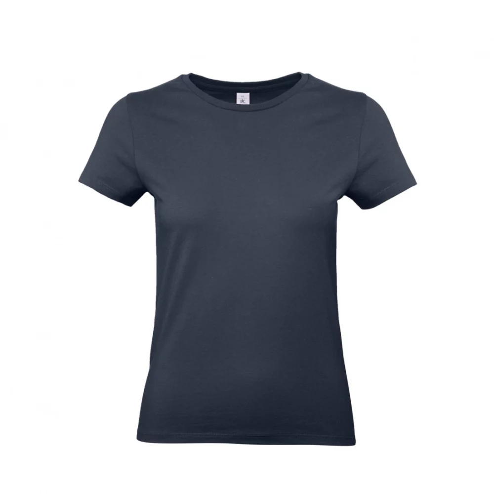 T-shirt coton épais femme E190 coloris Navy, à plat vue de face