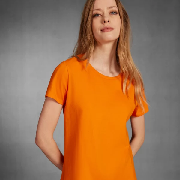 T-shirt coton épais femme E190 coloris Orange, porté