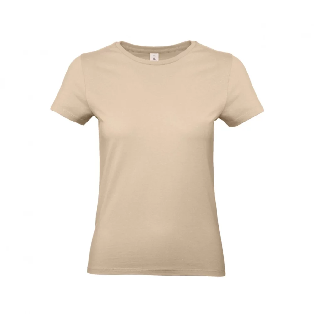 T-shirt coton épais femme E190 coloris Sand, à plat vue de face