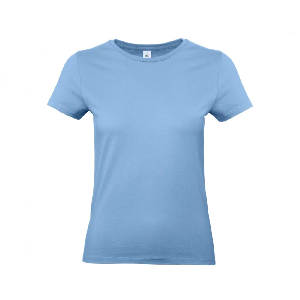 T-shirt coton épais femme E190 coloris Sky blue, à plat vue de face