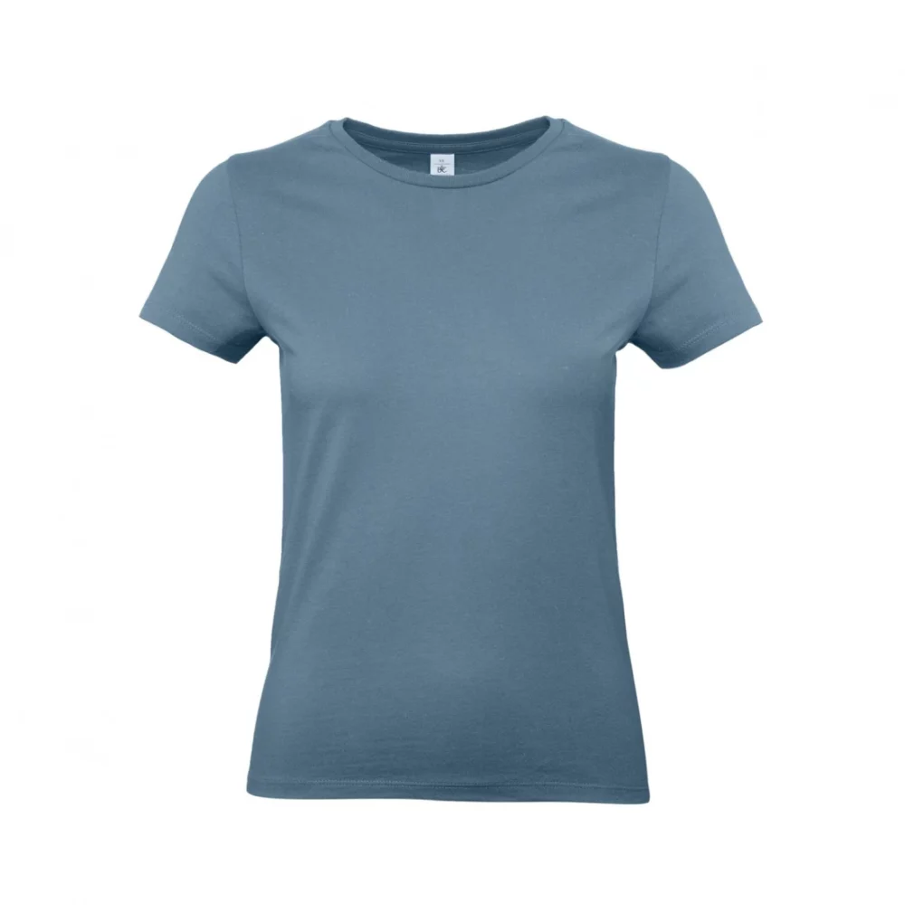 T-shirt coton épais femme E190 coloris Stone Blue, à plat vue de face