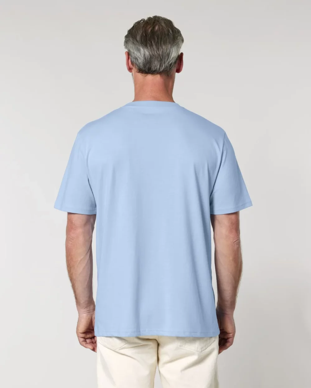 T-shirt bio unisexe Creator 2.0 coloris Blue Soul, porté, vue de dos