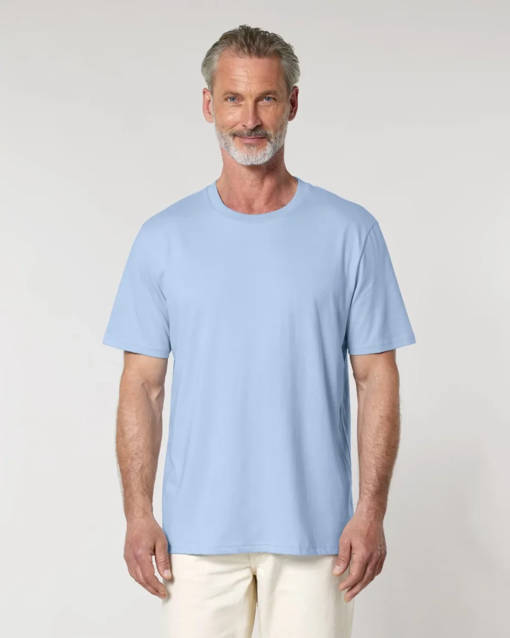 T-shirt bio unisexe Creator 2.0 coloris Blue Soul, porté, vue de face