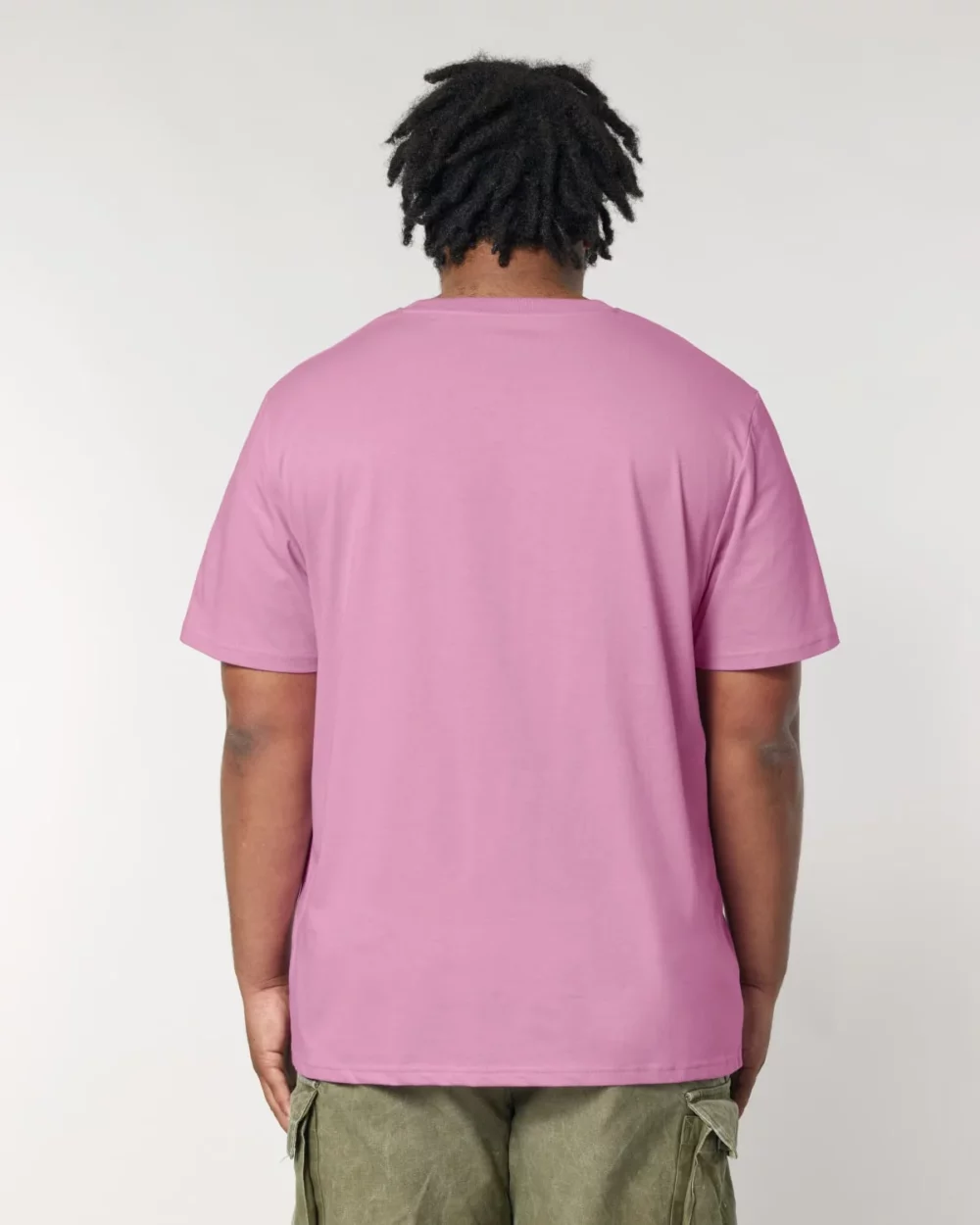 T-shirt bio unisexe Creator 2.0 coloris Bubble Pink, porté, vue de dos