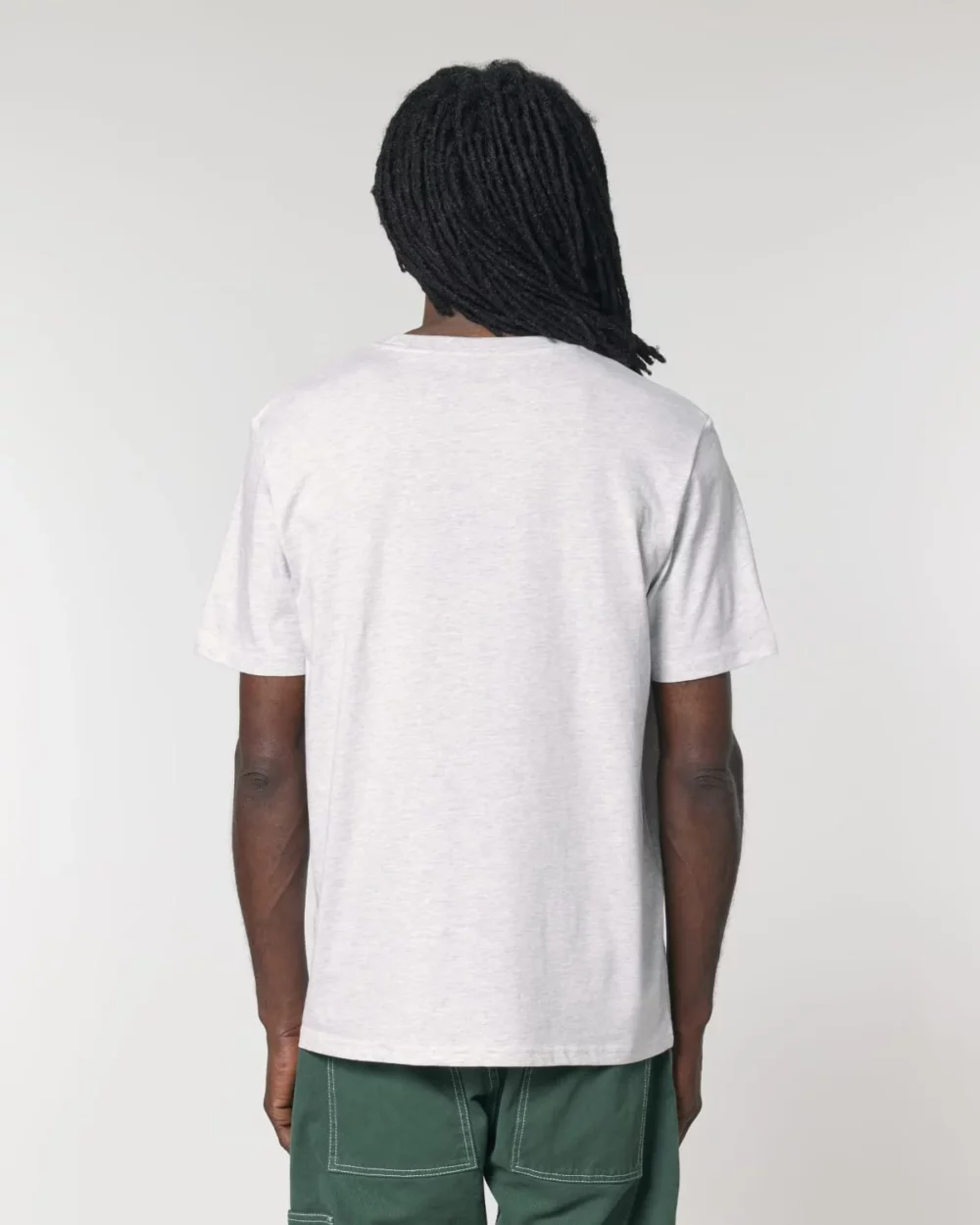 T-shirt bio unisexe Creator 2.0 coloris Cool Heather Grey, porté, vue de dos