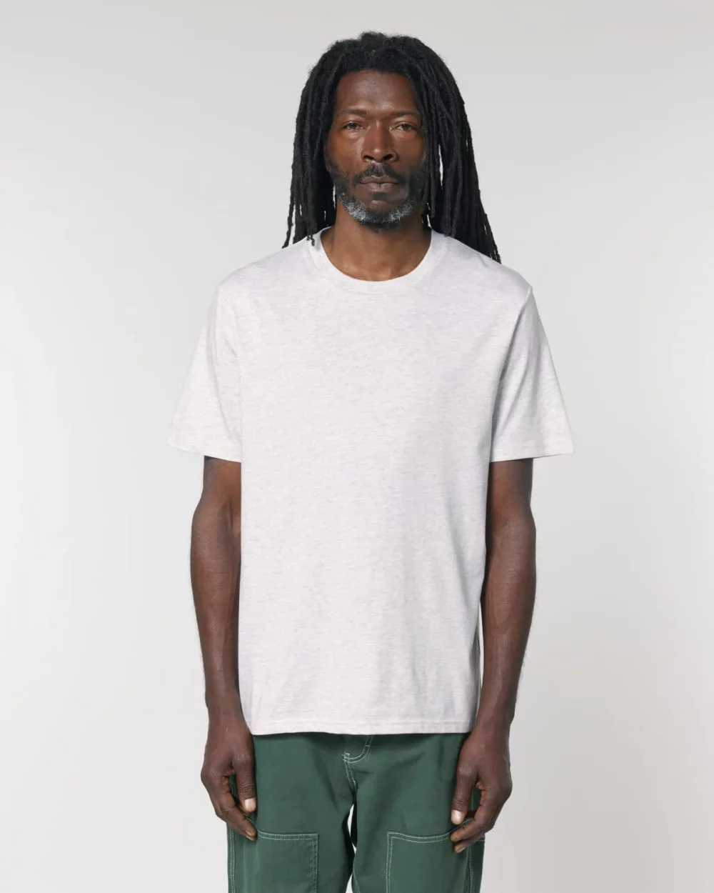 T-shirt bio unisexe Creator 2.0 coloris Cool Heather Grey, porté, vue de face