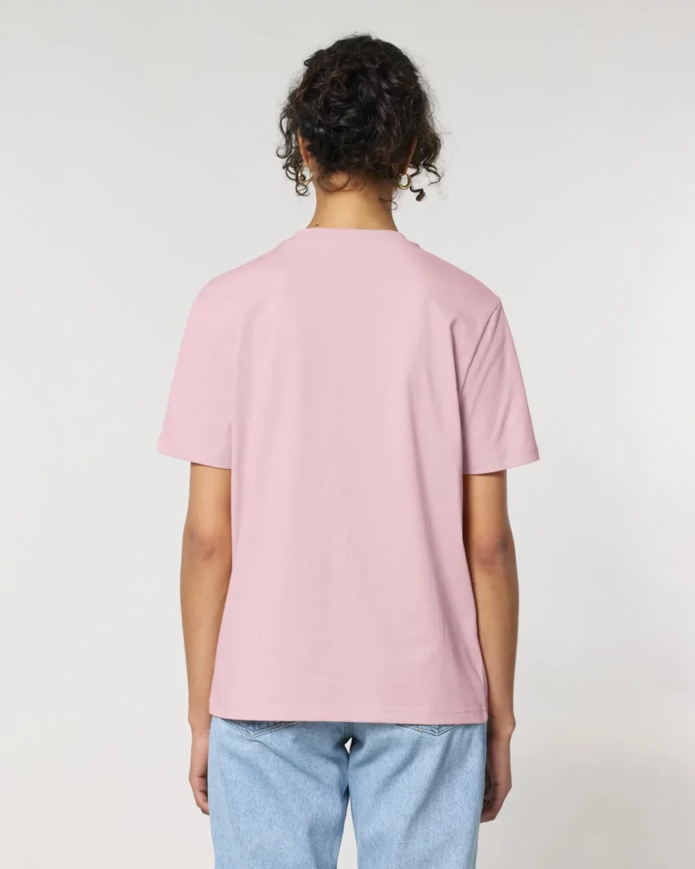 T-shirt bio unisexe Creator 2.0 coloris Cotton Pink, porté, vue de dos