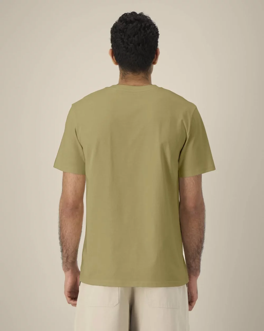 T-shirt bio unisexe Creator 2.0 coloris Faded Olive, porté, vue de dos