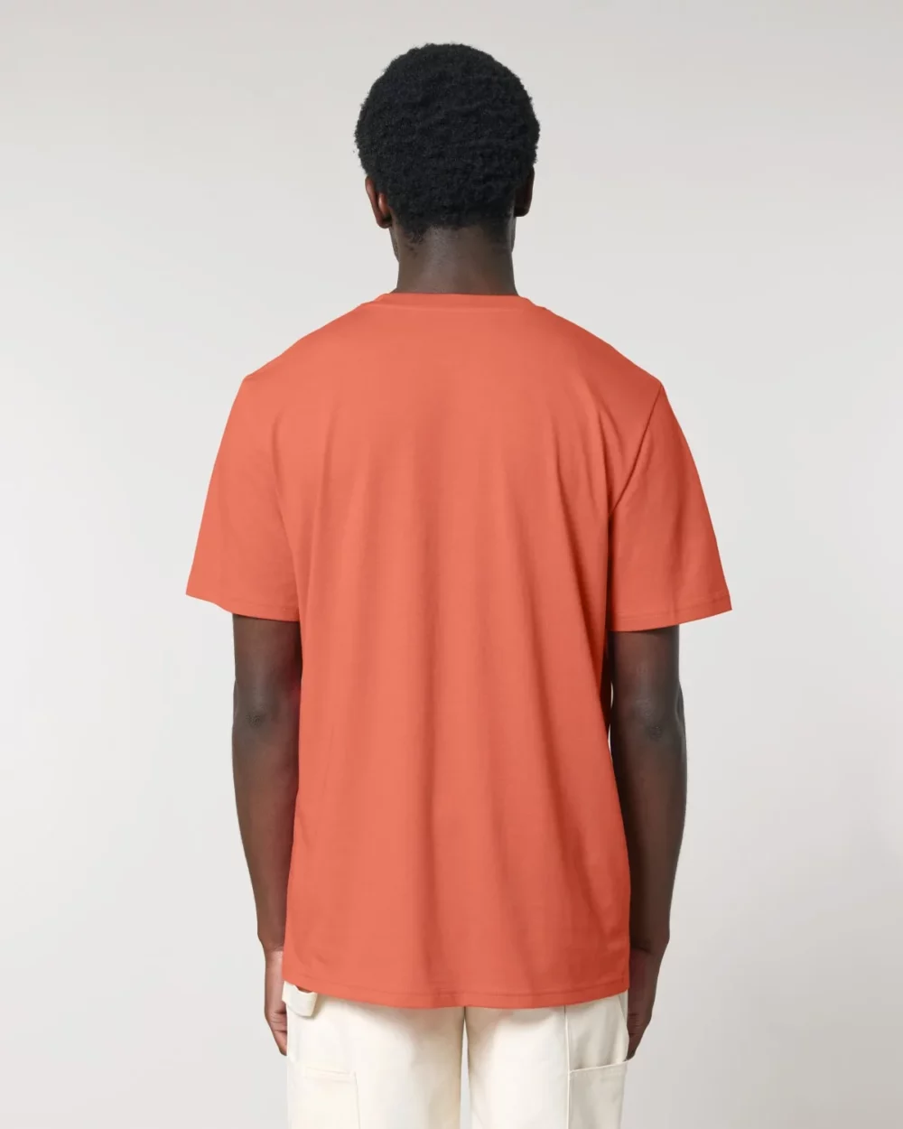 T-shirt bio unisexe Creator 2.0 coloris Fiesta, porté, vue de dos