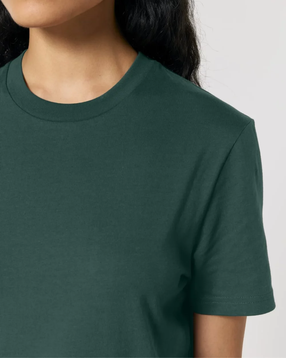 T-shirt bio unisexe Creator 2.0 coloris Glazed Green, détail porté