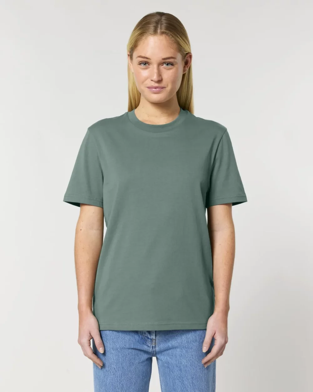 T-shirt bio unisexe Creator 2.0 coloris Green Bay, porté, vue de face