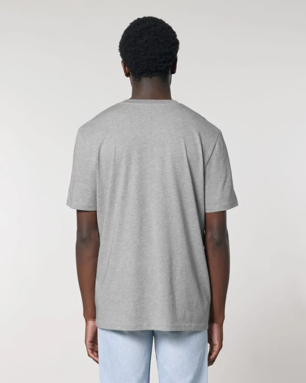 T-shirt bio unisexe Creator 2.0 coloris Heather Grey, porté, vue de dos