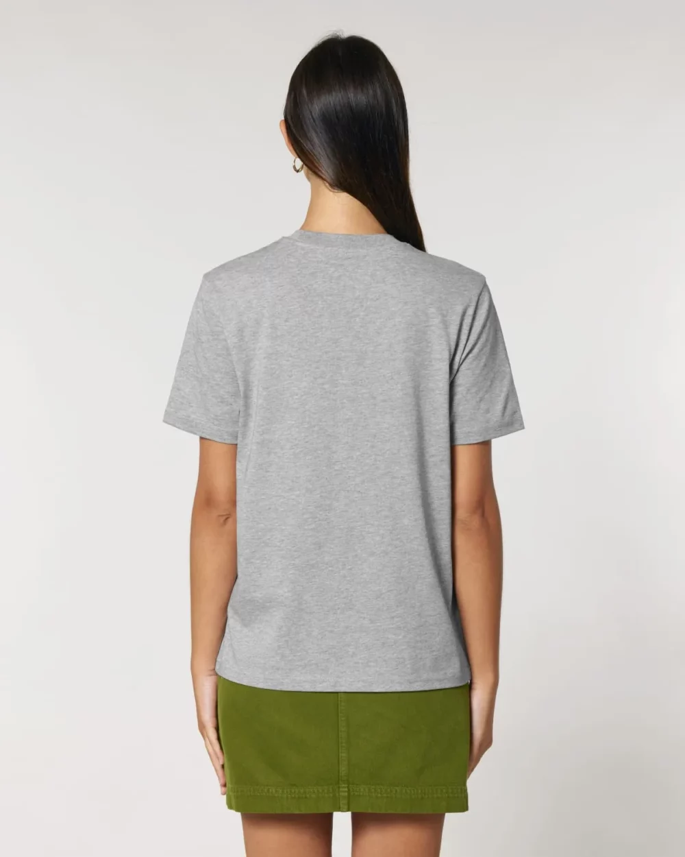 T-shirt bio unisexe Creator 2.0 coloris Heather Grey, porté, vue de dos