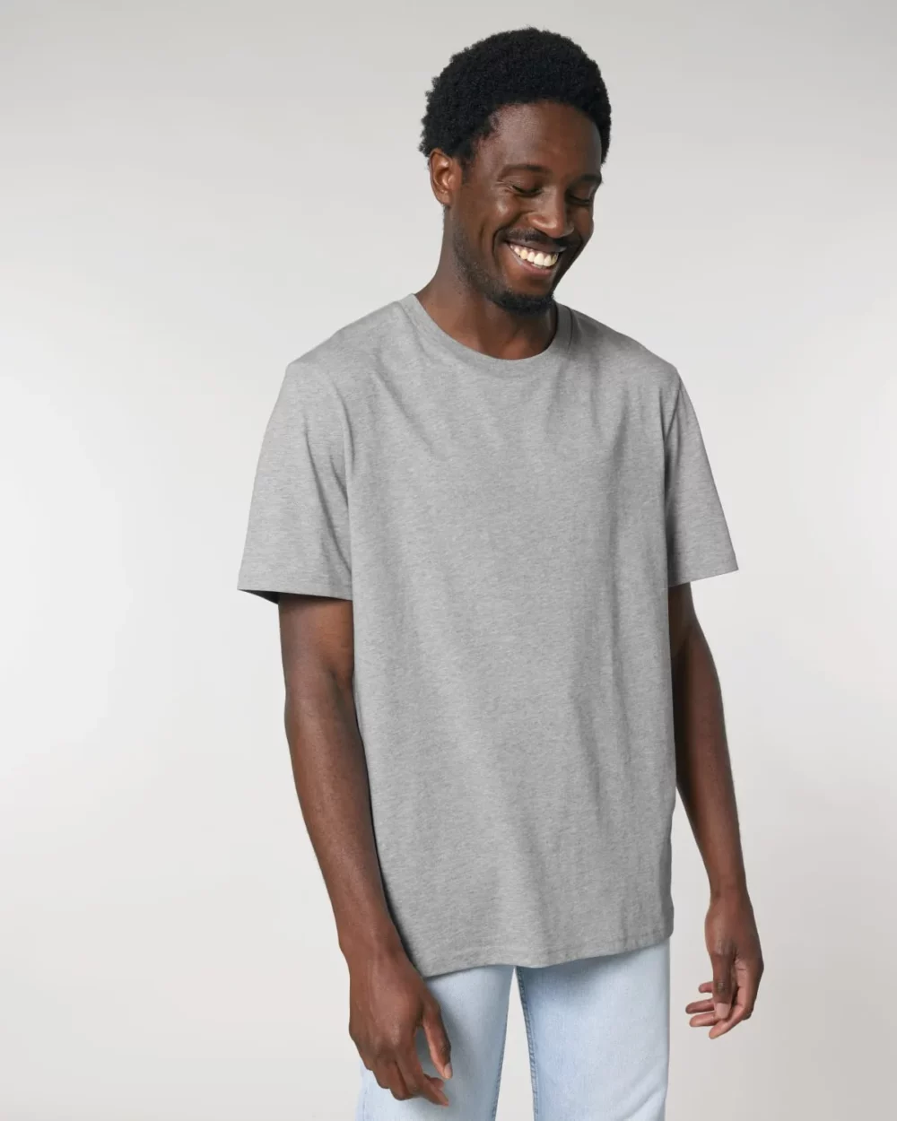 T-shirt bio unisexe Creator 2.0 coloris Heather Grey, porté, vue de face