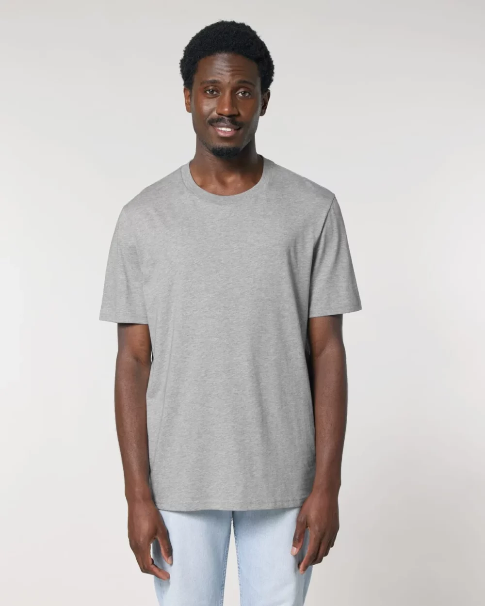 T-shirt bio unisexe Creator 2.0 coloris Heather Grey, porté, vue de face