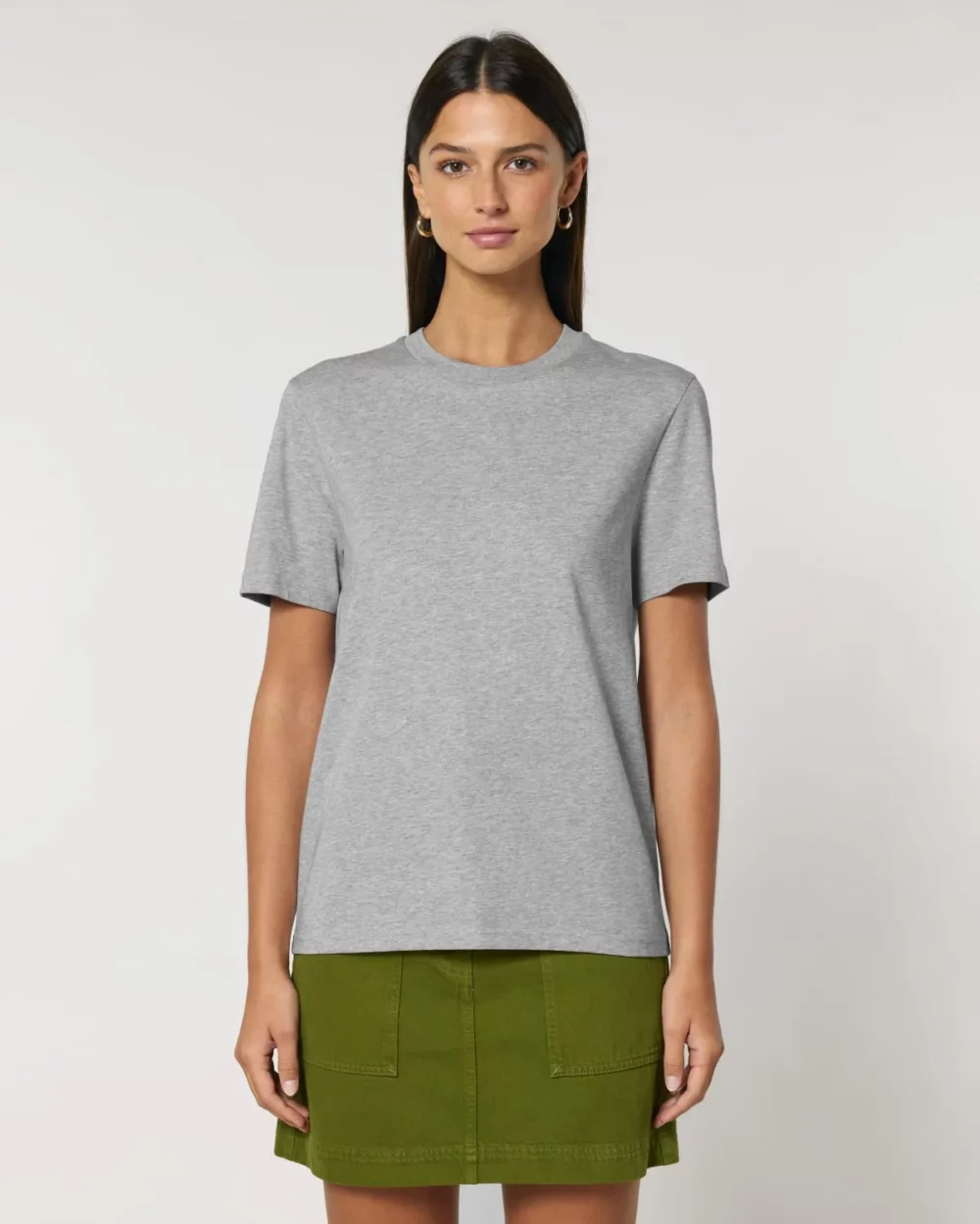 T-shirt bio unisexe Creator 2.0 coloris Heather Grey, porté, vue de face
