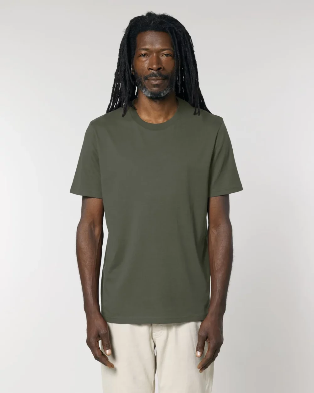 T-shirt bio unisexe Creator 2.0 coloris Khaki, porté, vue de face