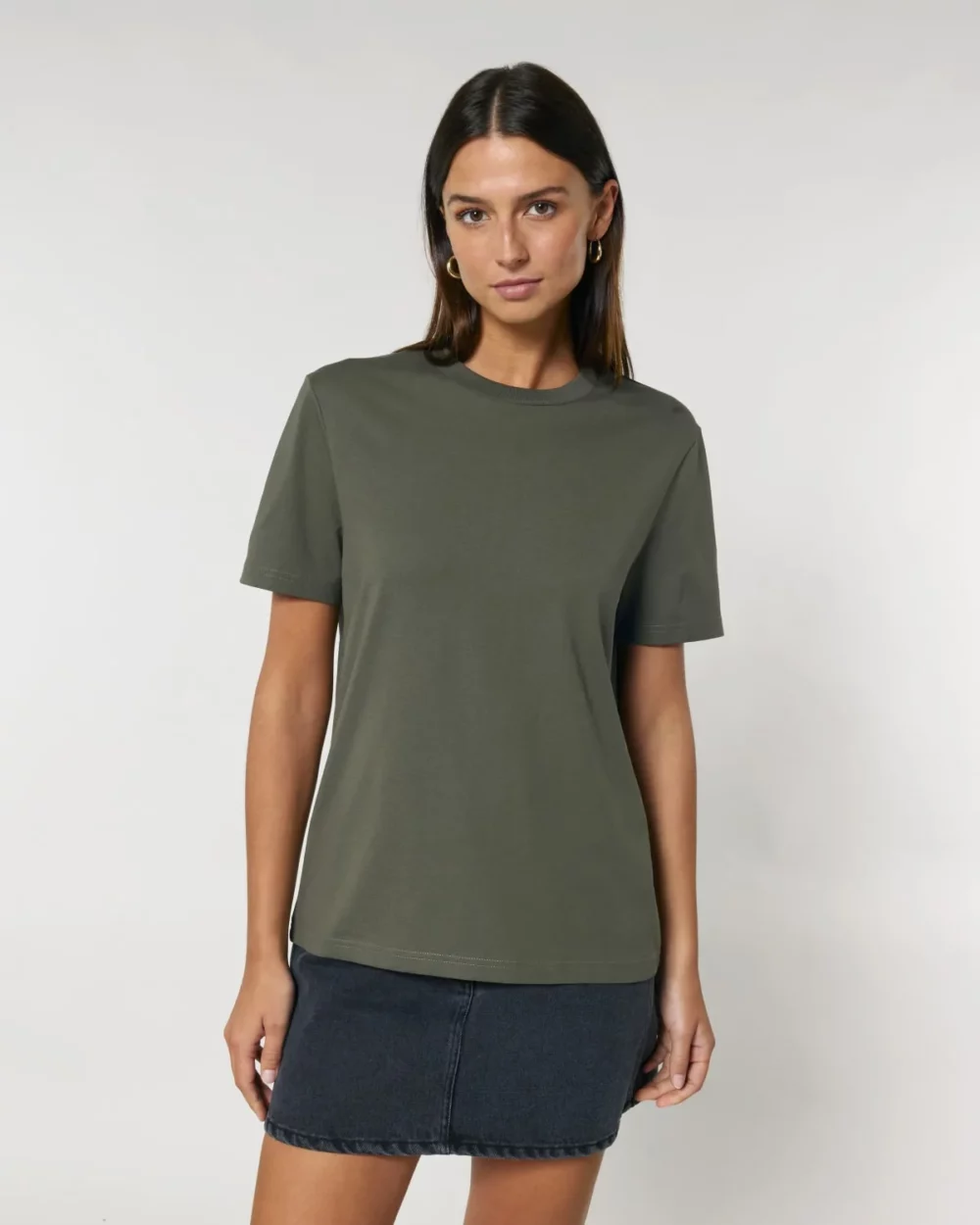 T-shirt bio unisexe Creator 2.0 coloris Khaki, porté, vue de face