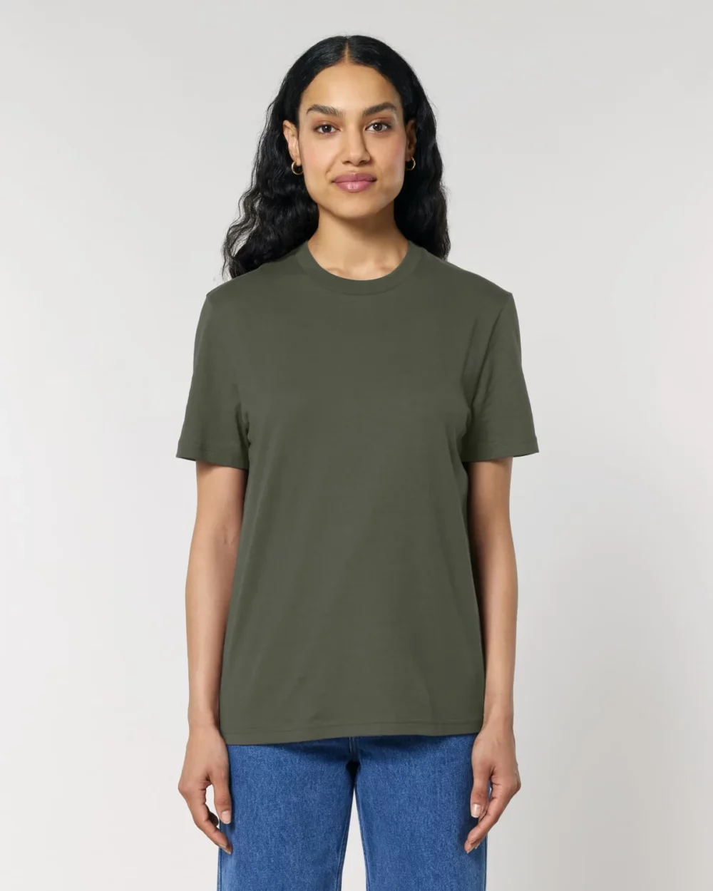 T-shirt bio unisexe Creator 2.0 coloris Khaki, porté, vue de face