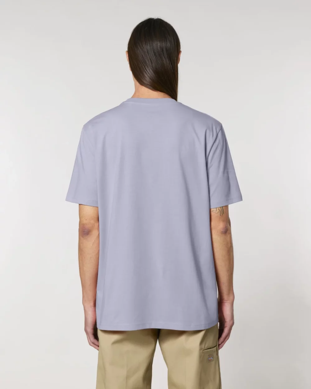 T-shirt bio unisexe Creator 2.0 coloris Lavender, porté, vue de dos