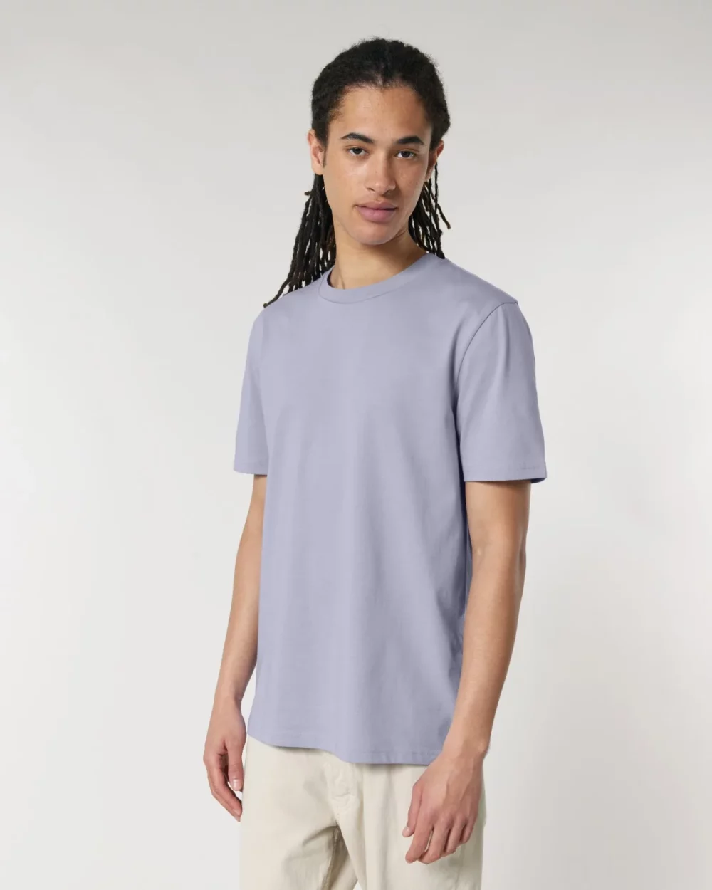 T-shirt bio unisexe Creator 2.0 coloris Lavender, porté, vue de face