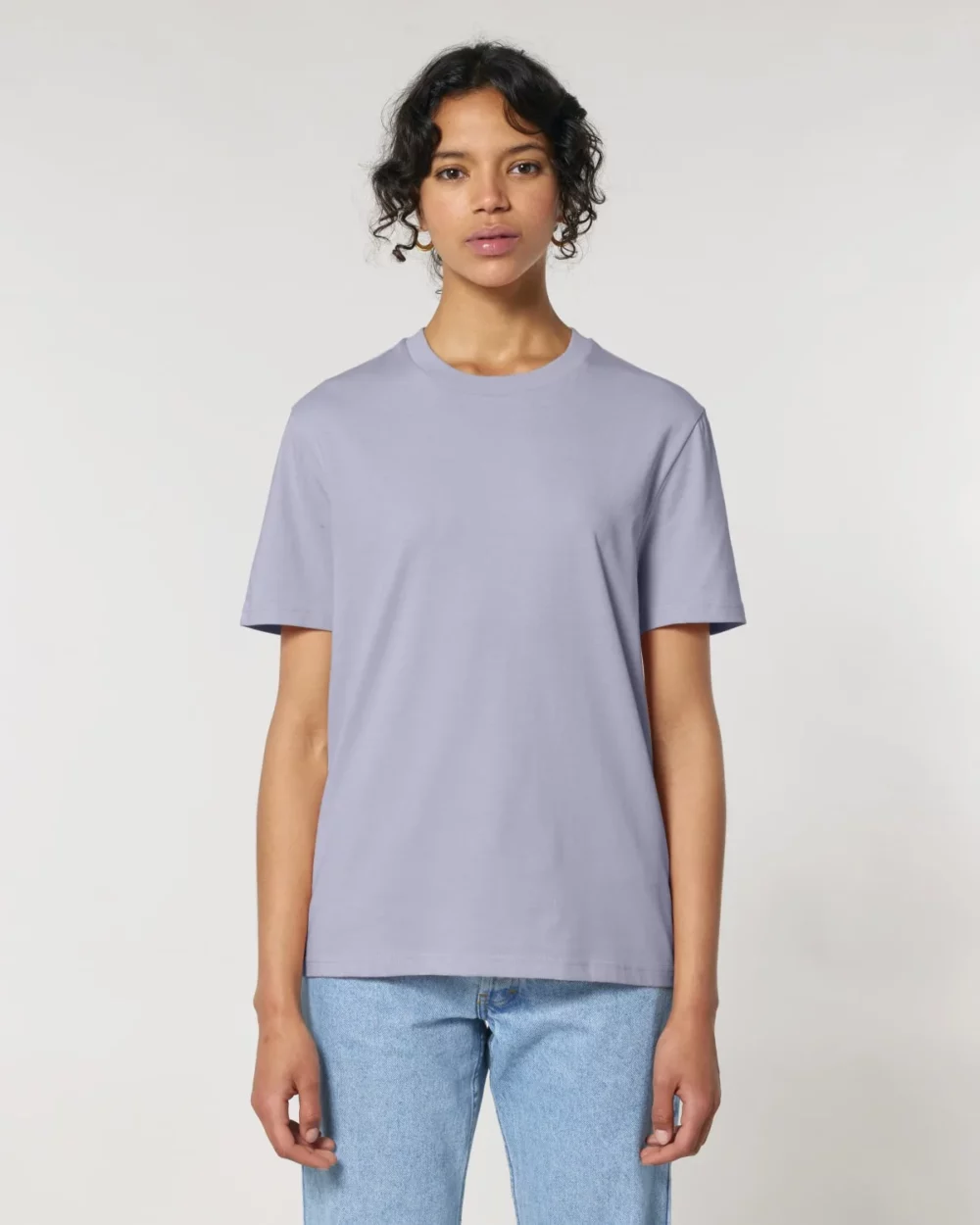 T-shirt bio unisexe Creator 2.0 coloris Lavender, porté, vue de face