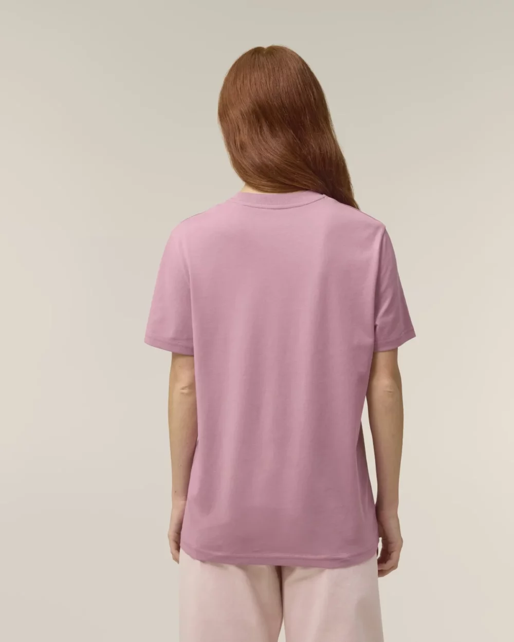 T-shirt bio unisexe Creator 2.0 coloris Lilac Dream, porté, vue de dos