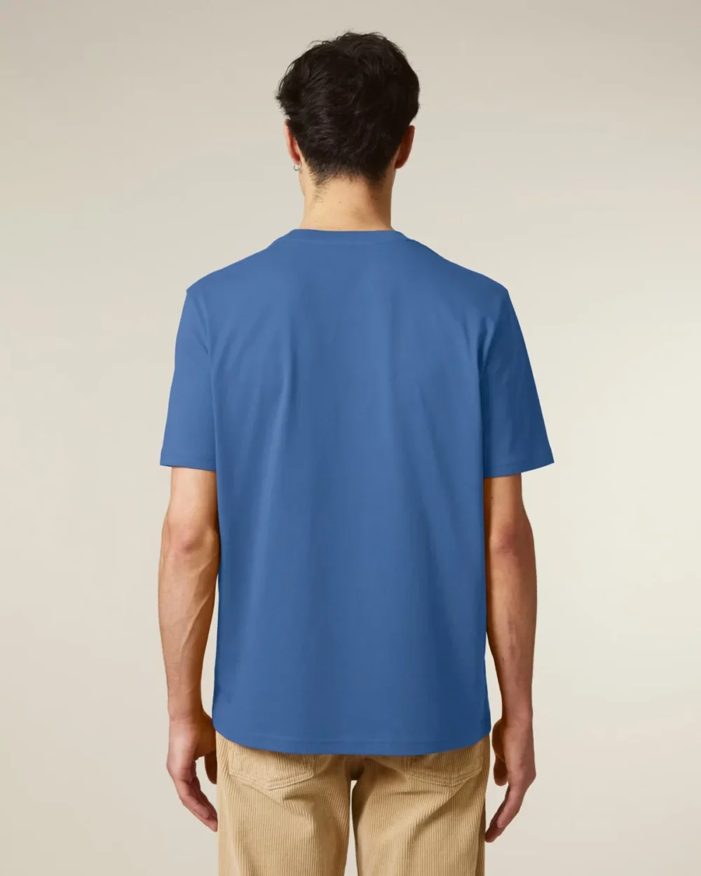T-shirt bio unisexe Creator 2.0 coloris Mindful Blue, porté, vue de dos
