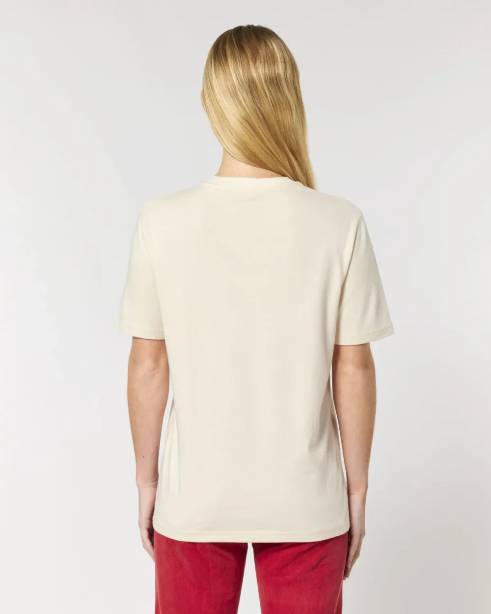 T-shirt bio unisexe Creator 2.0 coloris Natural Raw, porté, vue de dos